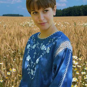 Embroidered  Denim Jean Top Large